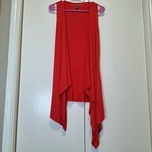 Lock & Love Red Modal Waterfall Vest Cardigan Sz Small